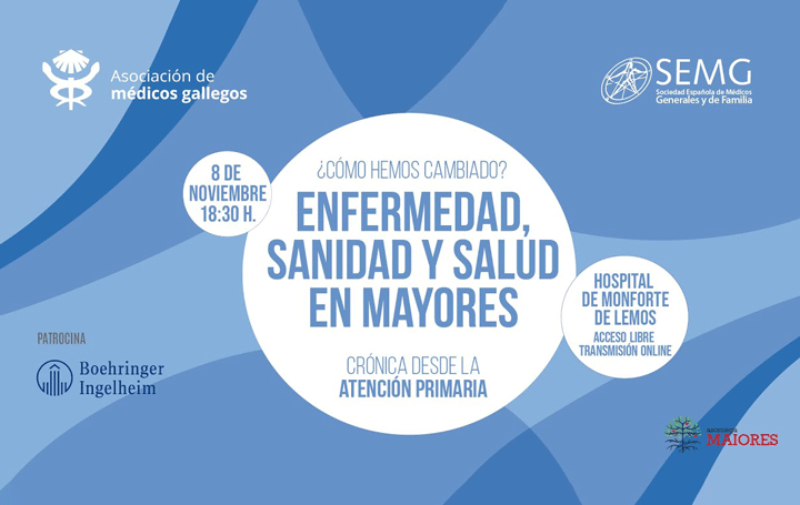 Cartel de la sesión sobre salud en mayores de Asomega.