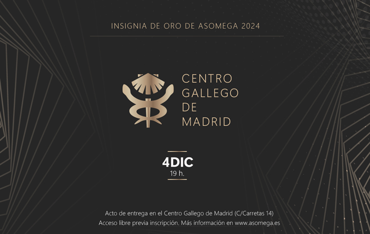 La entrega de la Insignia de Oro de Asomega al Centro Gallego de Madrid tendrá lugar en la sede de esta institución el próximo 4 de diciembre de 2024.